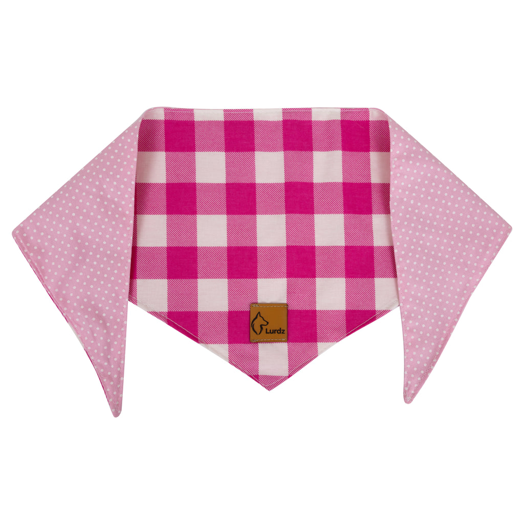 Bandana Xadrez Dupla Face Poá Rosa Bebê
