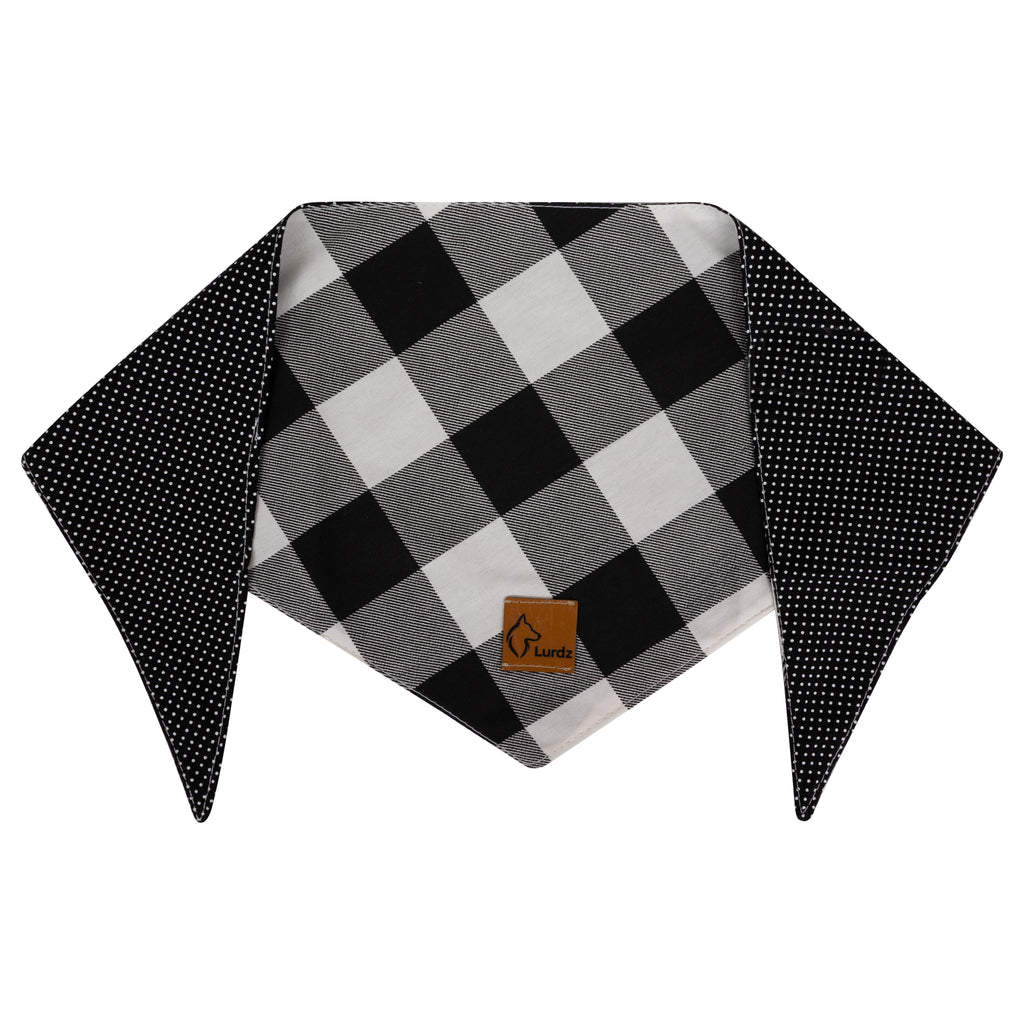 Bandana Xadrez Dupla Face Poá Preto e Branco