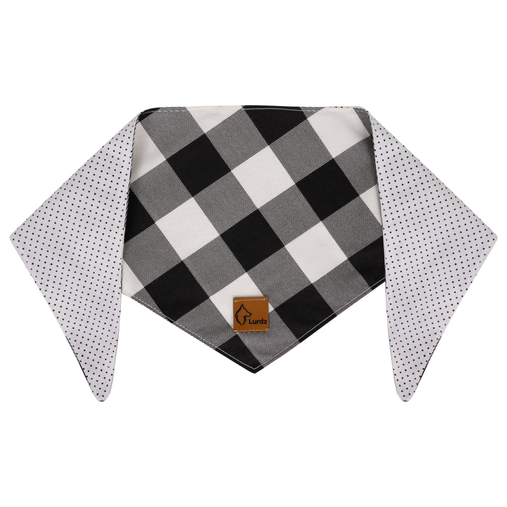 Bandana Xadrez Dupla Face Poá Branco e Preto