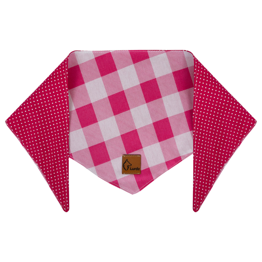 Bandana Xadrez Dupla Face Poá Pink