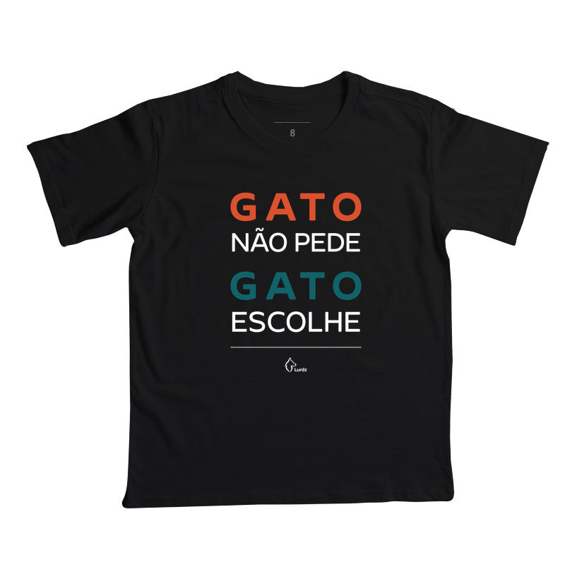 Camiseta Infantil Lurdinha Gato não pede Gato Escolhe