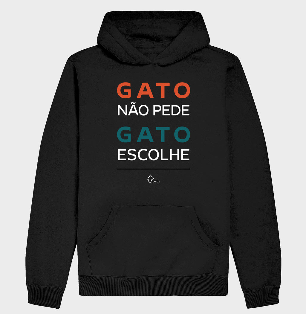 Moletom Capuz Adulto Lurdinha Gato não pede Gato Escolhe