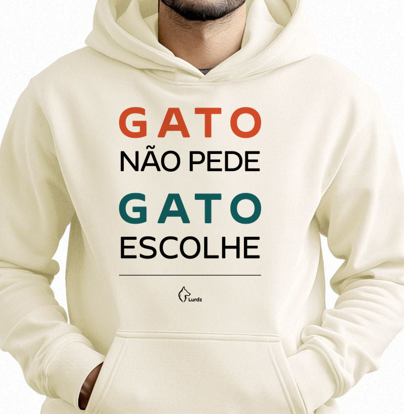 Moletom Capuz Adulto Lurdinha Gato não pede Gato Escolhe