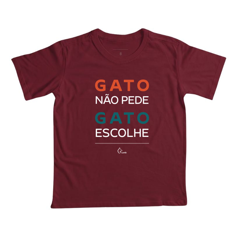 Camiseta Infantil Lurdinha Gato não pede Gato Escolhe
