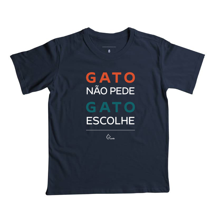 Camiseta Infantil Lurdinha Gato não pede Gato Escolhe