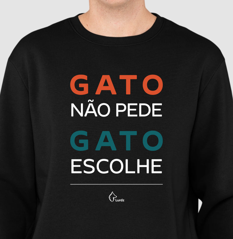 Moletom Gola Careca Adulto Lurdinha Gato não pede Gato Escolhe