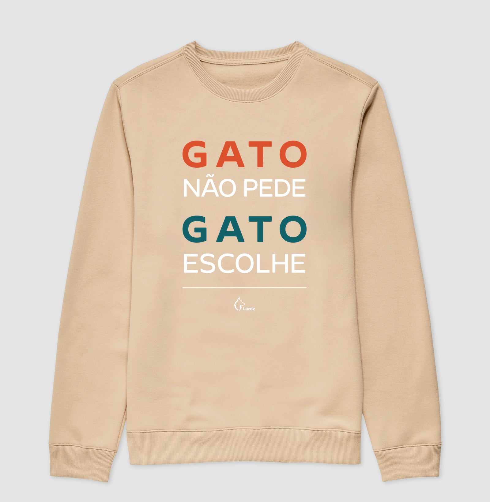 Moletom Gola Careca Adulto Lurdinha Gato não pede Gato Escolhe
