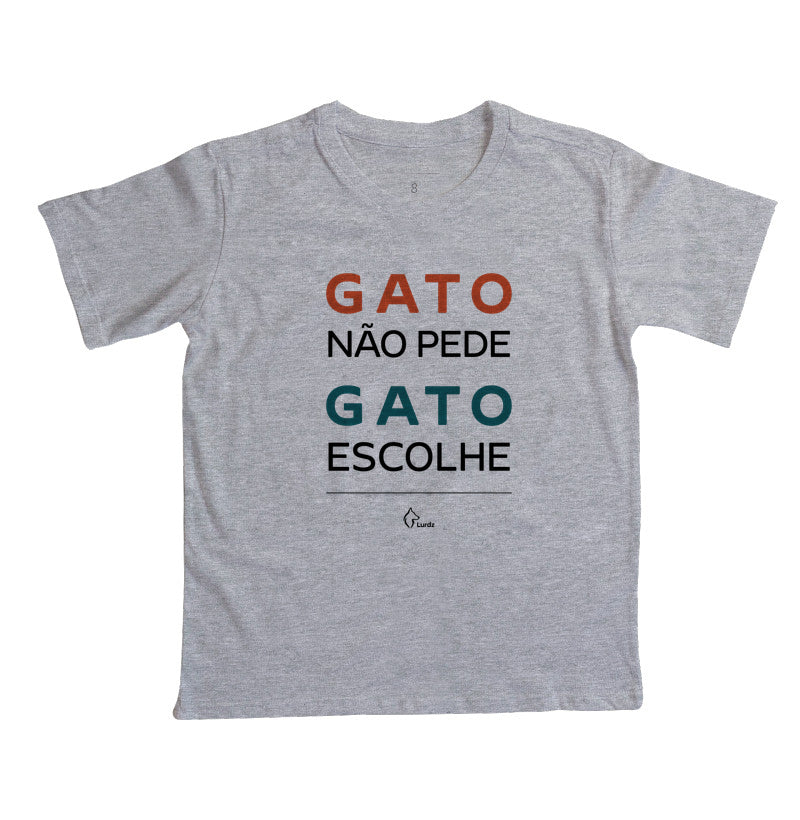 Camiseta Infantil Lurdinha Gato não pede Gato Escolhe