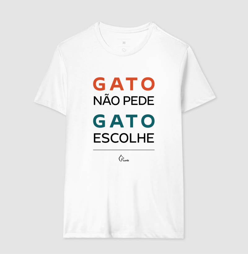 Camiseta Adulto Gato não pede Gato Escolhe